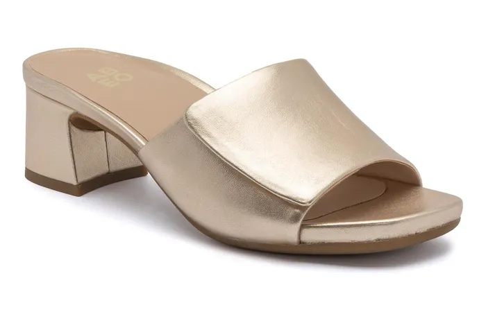 ABEO Footwear Avenue Slide Light Gold Leather Women Dress