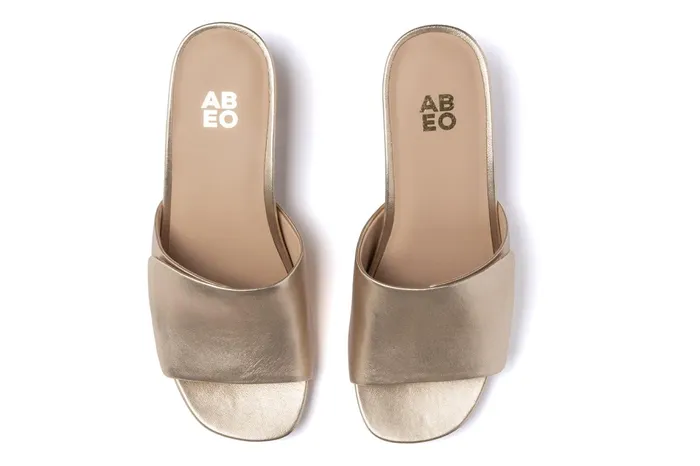 ABEO Footwear Avenue Slide Light Gold Leather Women Dress ABEO Footwear Avenue Slide Light Gold Leather Women Dress