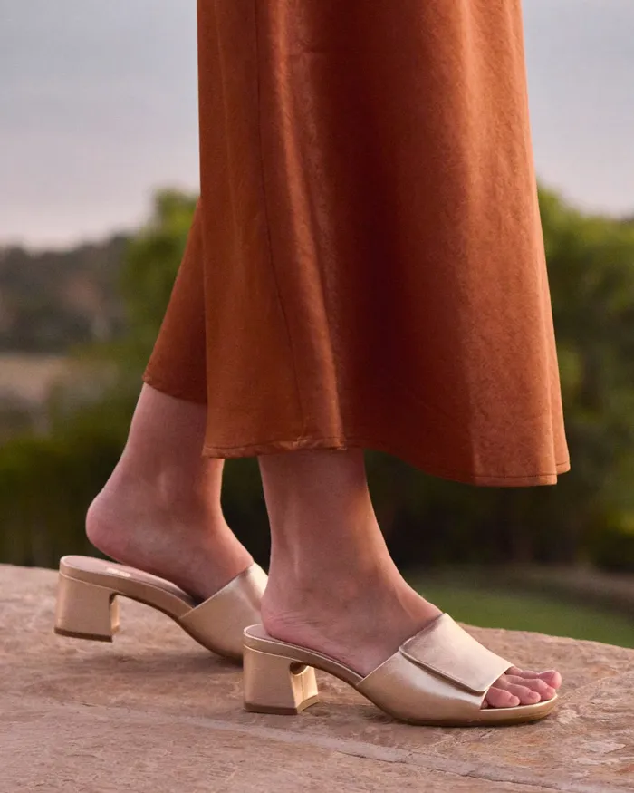 ABEO Footwear Avenue Slide Light Gold Leather Women Dress ABEO Footwear Avenue Slide Light Gold Leather Women Dress