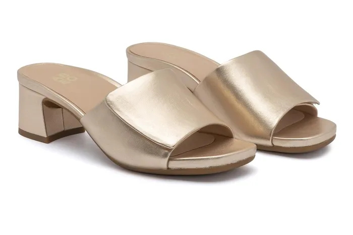 ABEO Footwear Avenue Slide Light Gold Leather Women Dress ABEO Footwear Avenue Slide Light Gold Leather Women Dress
