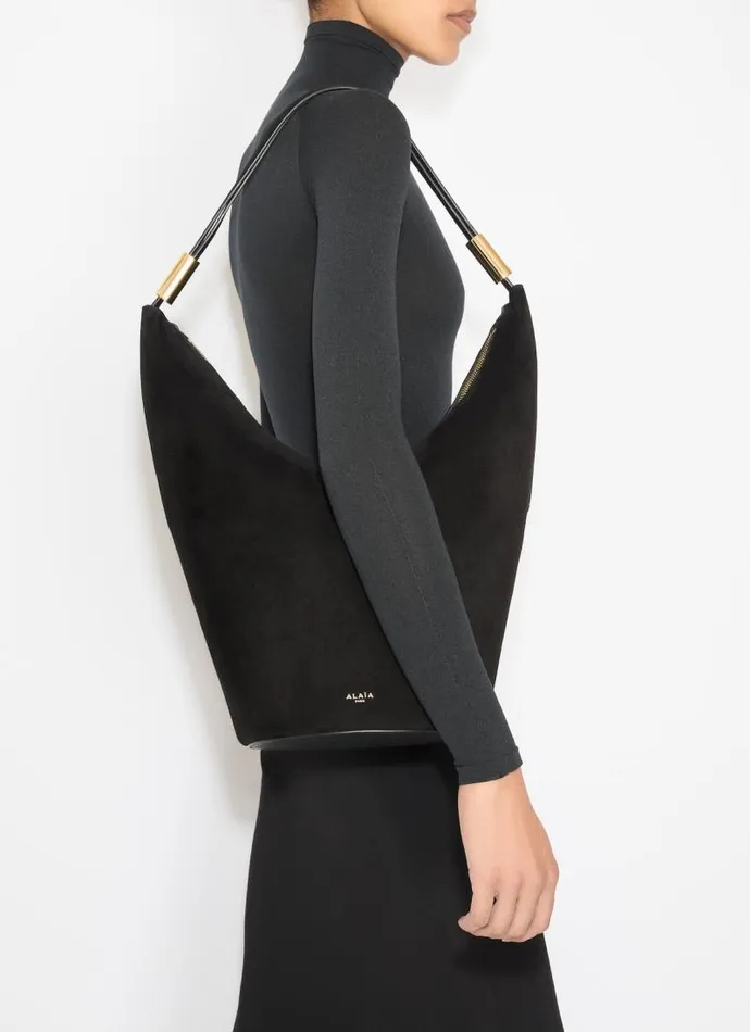 Alaa CrossBody Bags SHAPE MEDIUM BAG IN SUEDE GOATSKIN AND CALFSKIN Black 8211 Women Alaa CrossBody Bags SHAPE MEDIUM BAG IN SUEDE GOATSKIN AND CALFSKIN Black 8211 Women