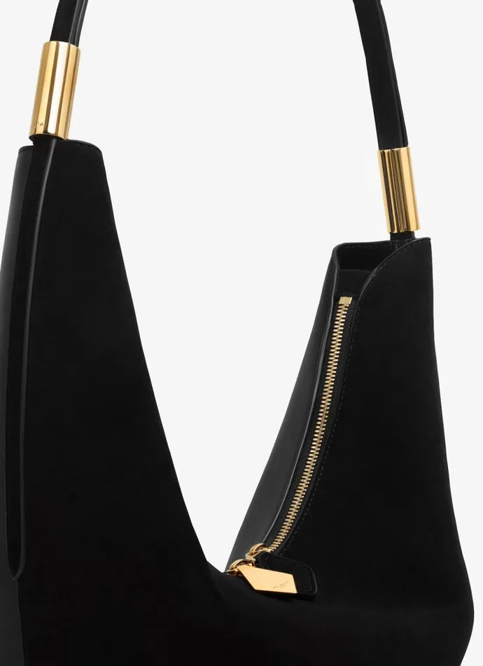 Alaa CrossBody Bags SHAPE MEDIUM BAG IN SUEDE GOATSKIN AND CALFSKIN Black 8211 Women Alaa CrossBody Bags SHAPE MEDIUM BAG IN SUEDE GOATSKIN AND CALFSKIN Black 8211 Women