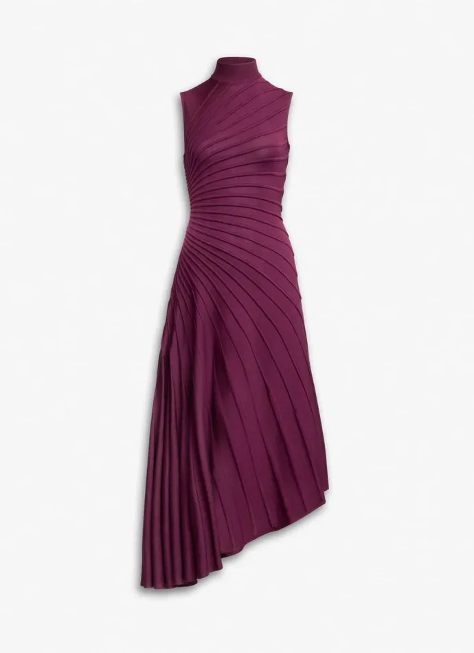 Alaa Dresses ASYMMETRICAL KNIT DRESS Burgundy 8211 Women
