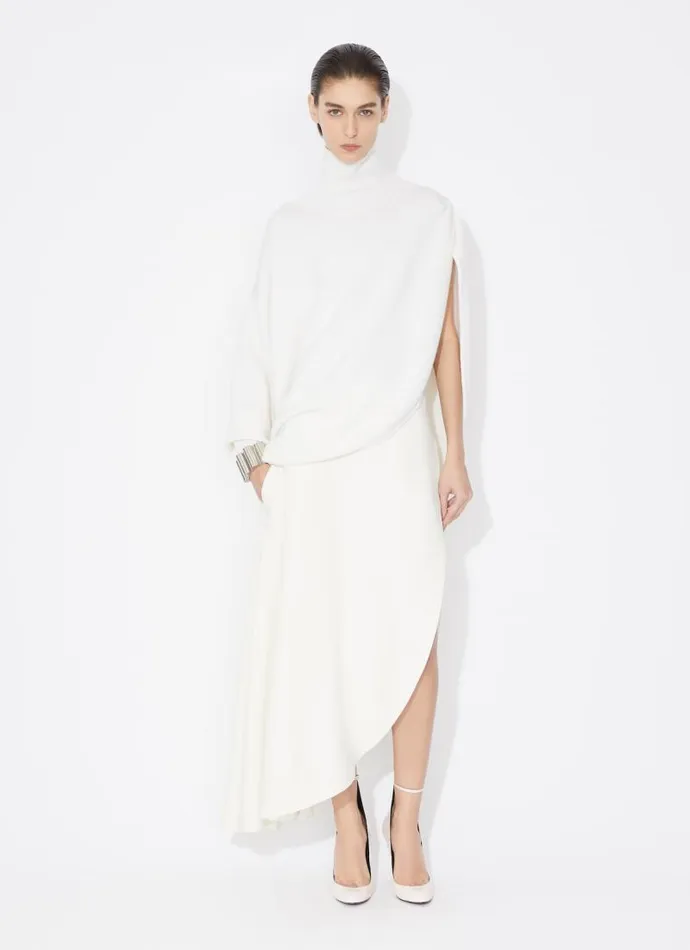 Alaa Knitwear KNITTED ASYMMETRICAL CAPE JUMPER Natural White 8211 Women