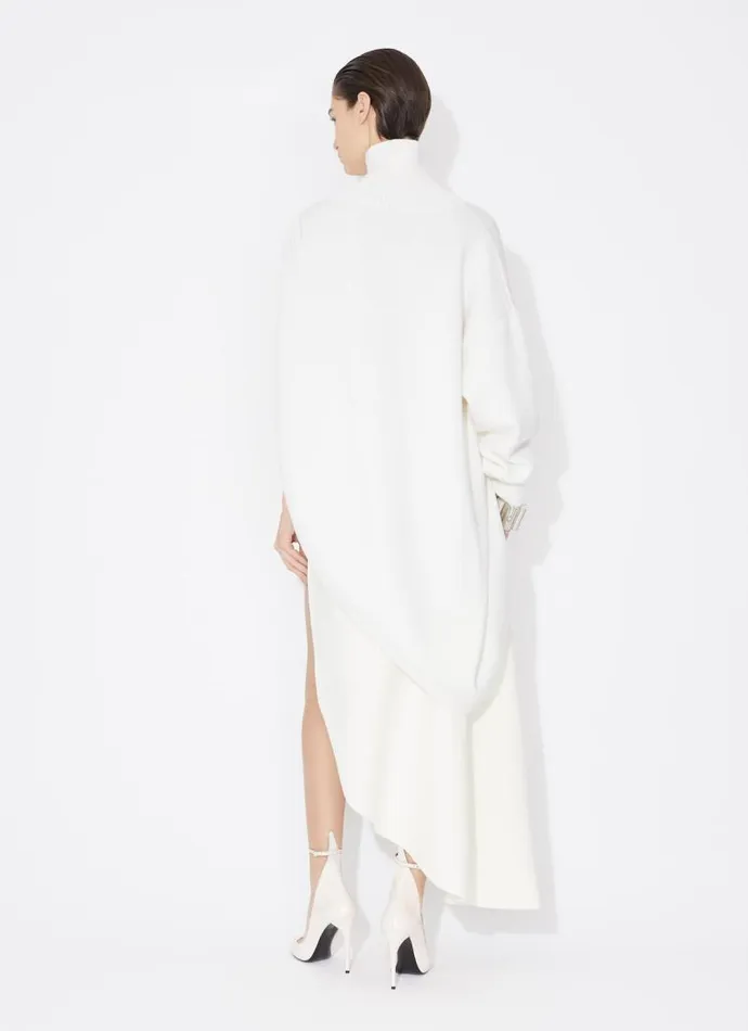 Alaa Knitwear KNITTED ASYMMETRICAL CAPE JUMPER Natural White 8211 Women