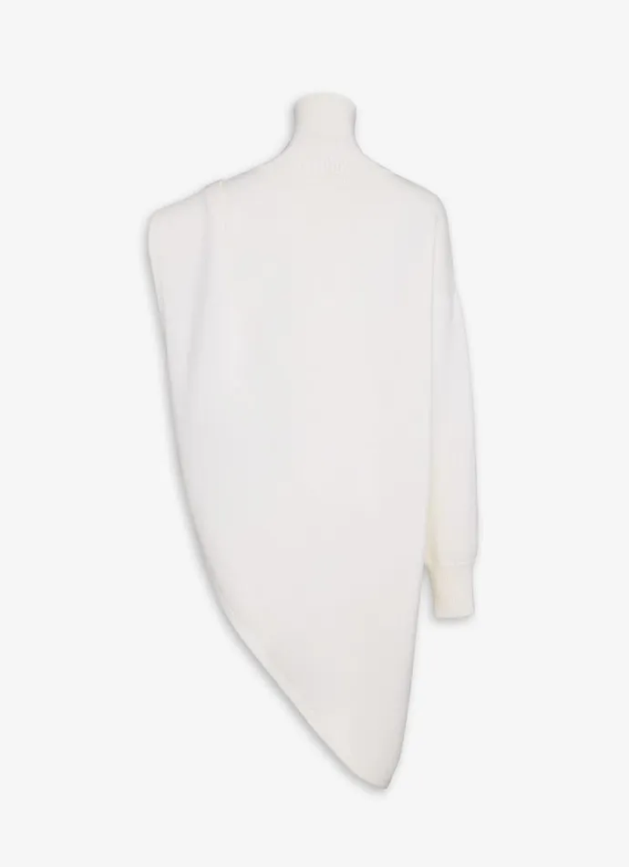 Alaa Knitwear KNITTED ASYMMETRICAL CAPE JUMPER Natural White 8211 Women