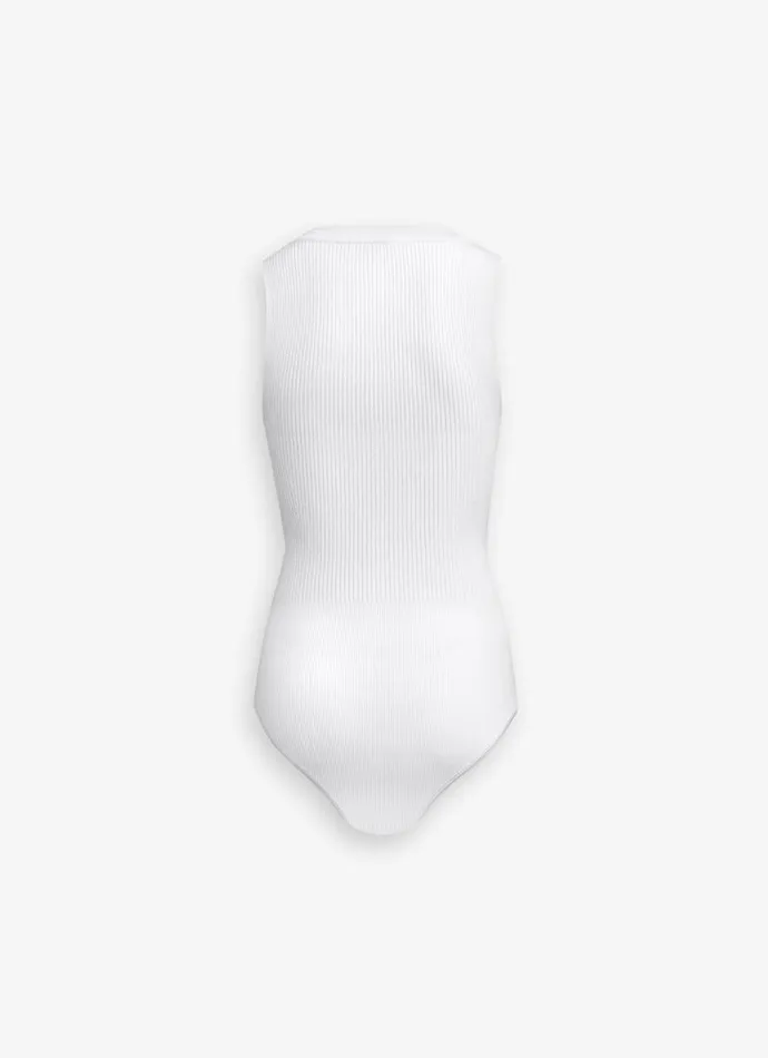 Alaa Knitwear SLEEVELESS RIBBED KNIT BODYSUIT White 8211 Women