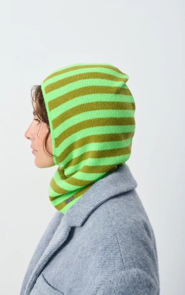 American Vintage Beanies and Caps WomenMen Balaclava Raxow Fluo Green Striped Chameleon Melange American Vintage Beanies and Caps WomenMen Balaclava Raxow Fluo Green Striped Chameleon Melange