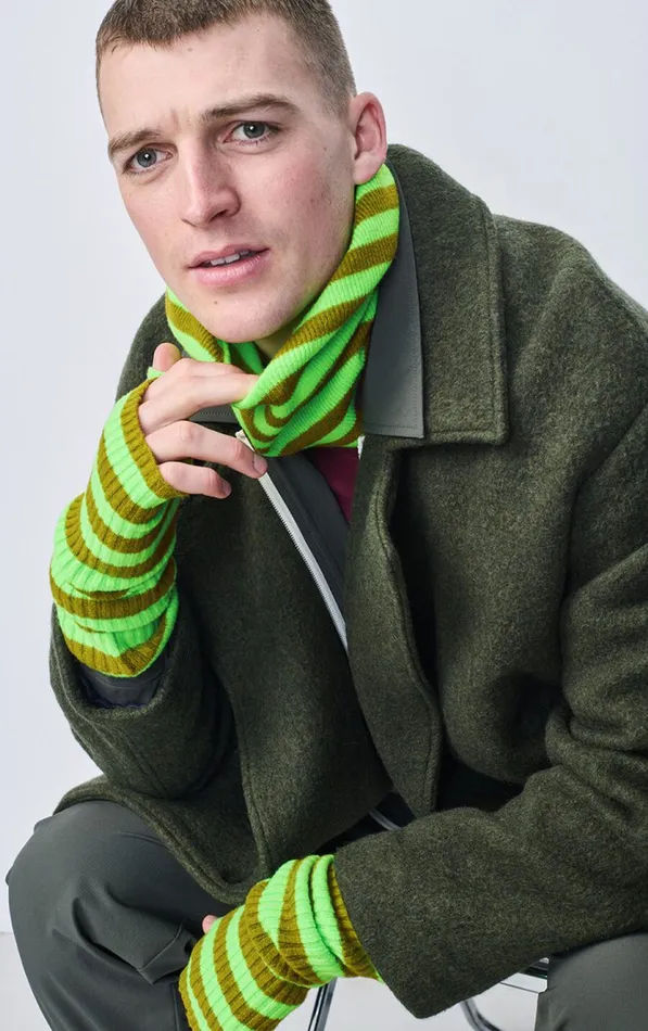 American Vintage Beanies and Caps WomenMen Balaclava Raxow Fluo Green Striped Chameleon Melange American Vintage Beanies and Caps WomenMen Balaclava Raxow Fluo Green Striped Chameleon Melange