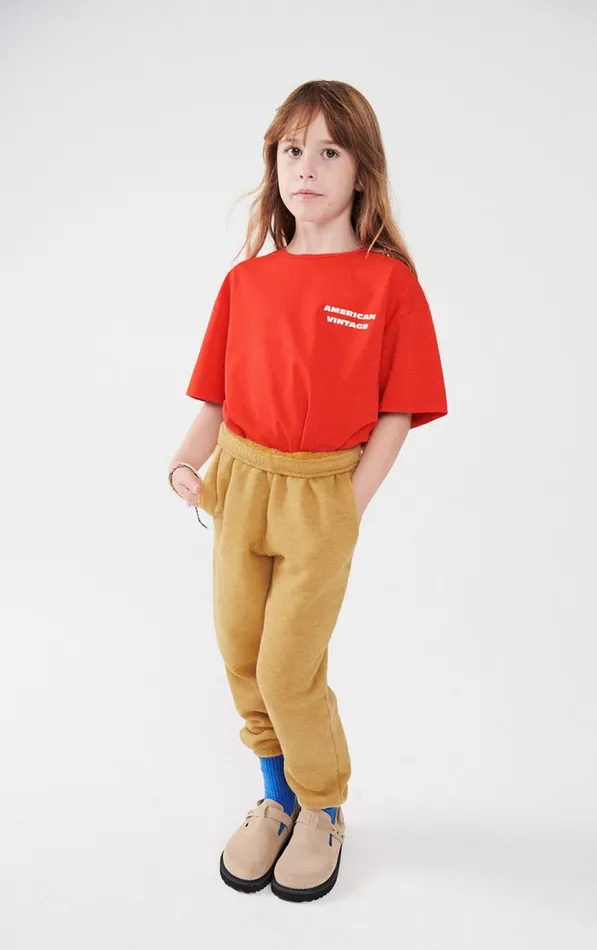 American Vintage Joggers Kids Joggers Doven Overdyed Curry