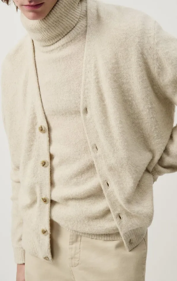 American Vintage Jumpers and Cardigans Men Cardigan Falyday Melange Biscuit American Vintage Jumpers and Cardigans Men Cardigan Falyday Melange Biscuit