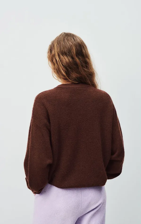 American Vintage Jumpers and Cardigans Women Cardigan Damsville Black Brownie Melange American Vintage Jumpers and Cardigans Women Cardigan Damsville Black Brownie Melange