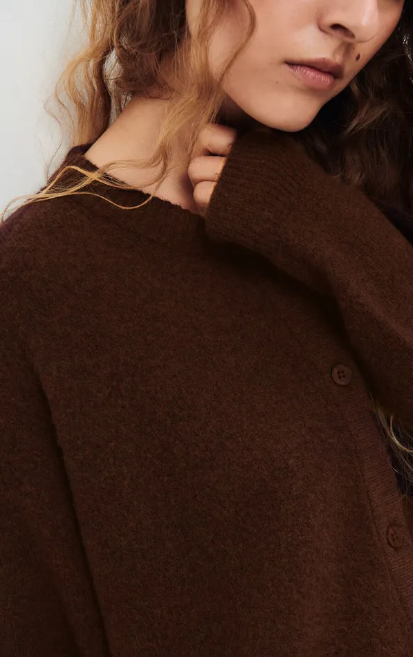 American Vintage Jumpers and Cardigans Women Cardigan Damsville Black Brownie Melange American Vintage Jumpers and Cardigans Women Cardigan Damsville Black Brownie Melange