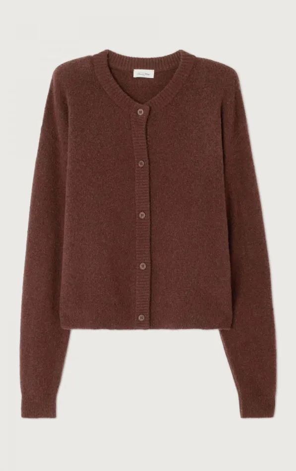 American Vintage Jumpers and Cardigans Women Cardigan Damsville Black Brownie Melange American Vintage Jumpers and Cardigans Women Cardigan Damsville Black Brownie Melange