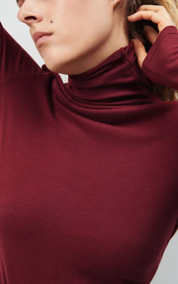 American Vintage Long Sleeve TShirts Women TShirt Ypawood Melange Berry