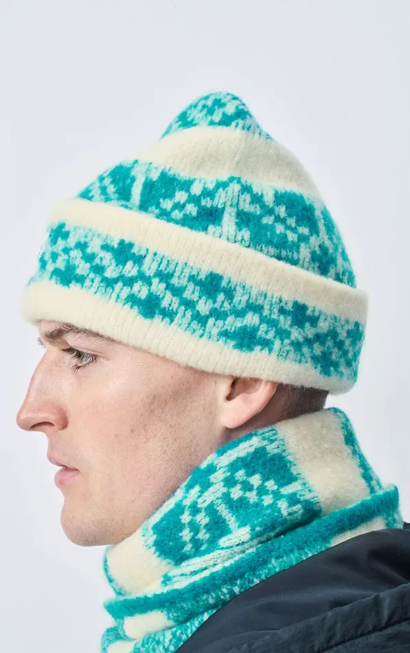 American Vintage Men Beanie Gylson Ecru Jacquard Turquoise American Vintage Men Beanie Gylson Ecru Jacquard Turquoise
