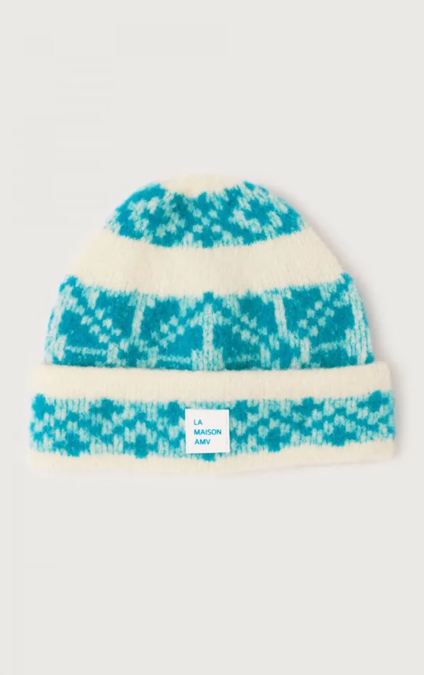 American Vintage Men Beanie Gylson Ecru Jacquard Turquoise American Vintage Men Beanie Gylson Ecru Jacquard Turquoise