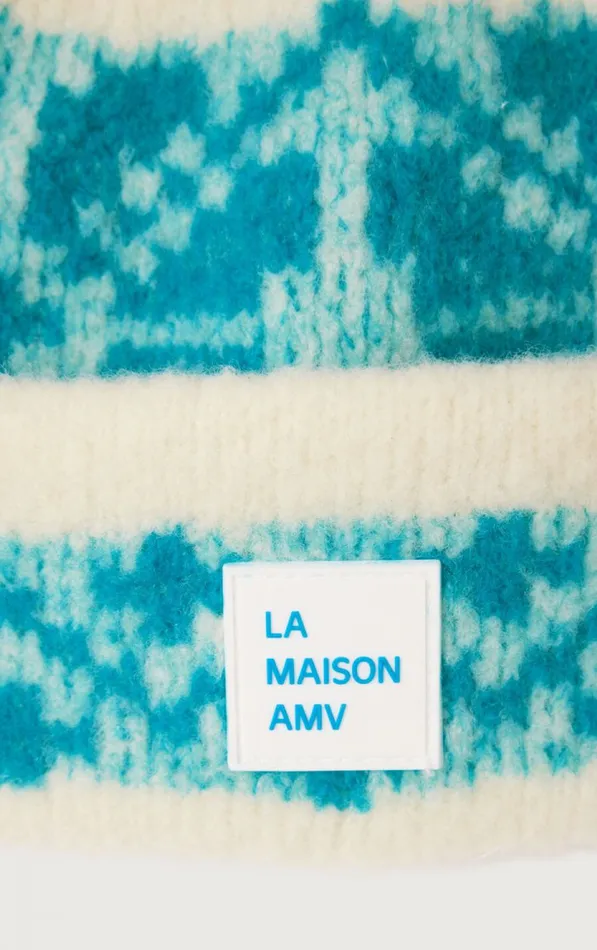 American Vintage Men Beanie Gylson Ecru Jacquard Turquoise American Vintage Men Beanie Gylson Ecru Jacquard Turquoise