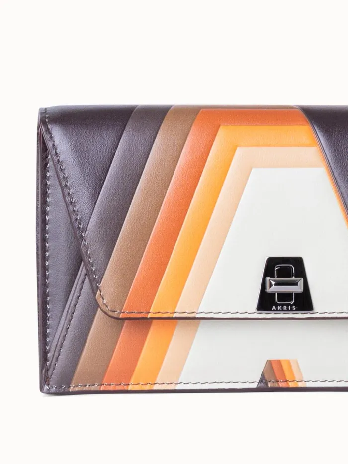 Anouk Clutch Bag In Leather With 3D Superimposed Letters Print Multicolor Women Akris Mini Bags