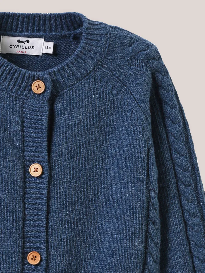 Baby Cyrillus Baby Girl Cable Knit Cardigan Nuit