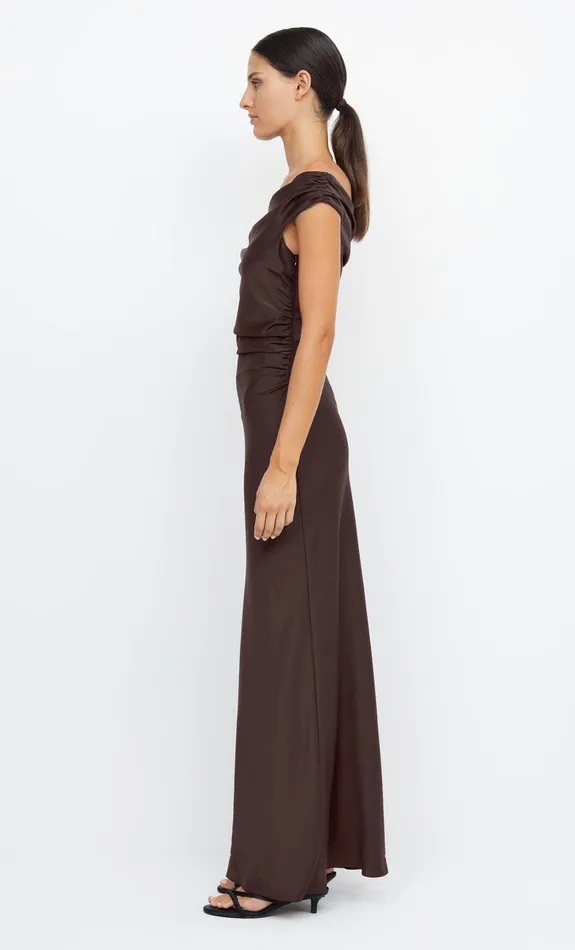 Bec Bridge Dresses ETERNITY OFF SHOULDER MAXI Dark Chocolate 8211 Women