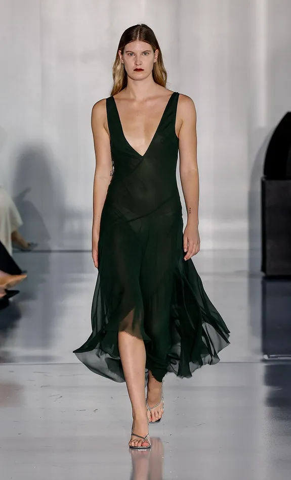 Bec Bridge Dresses ISOLDE V NECK DRESS Bottle Green 8211 Women
