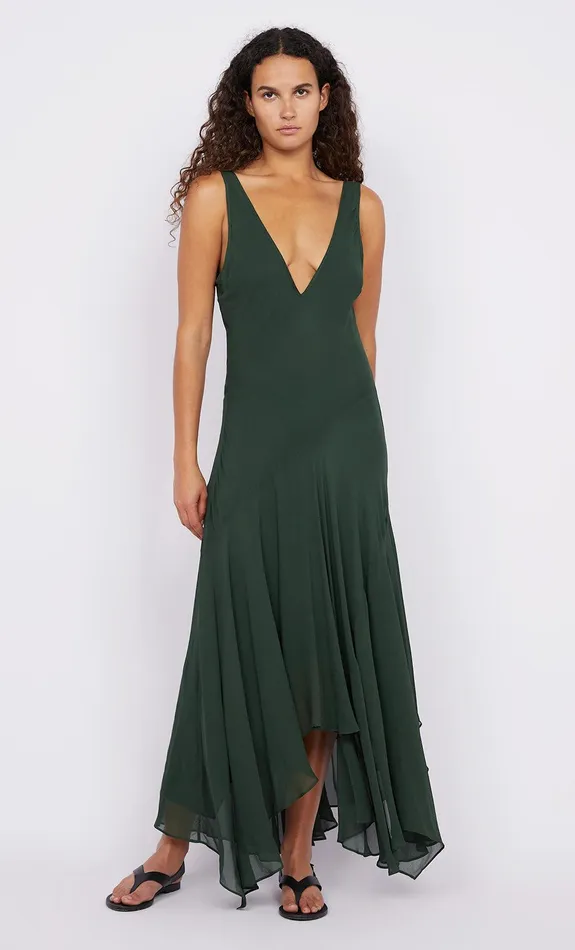 Bec Bridge Dresses ISOLDE V NECK DRESS Bottle Green 8211 Women