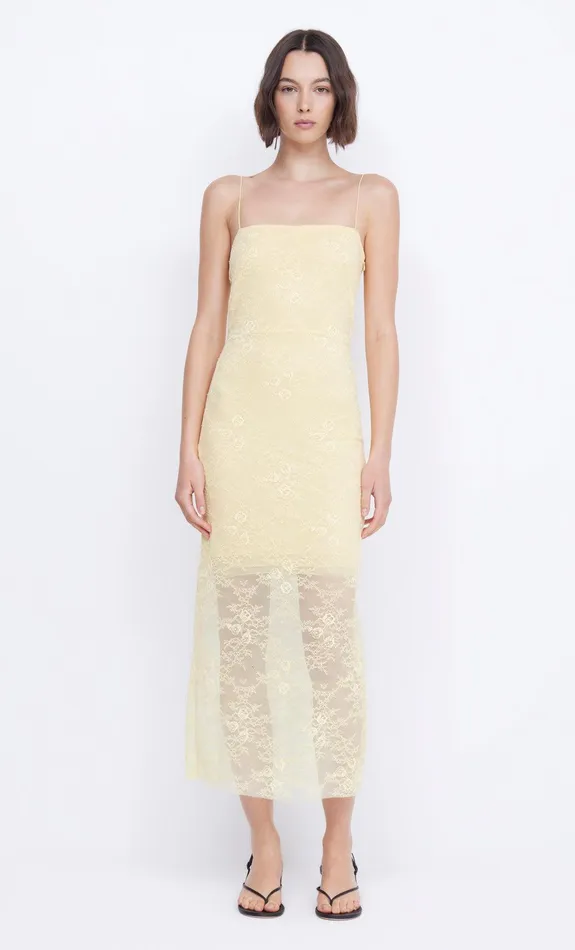 Bec Bridge Dresses JULIETTE COLUMN MIDI DRESS Butter Yellow 8211 Women