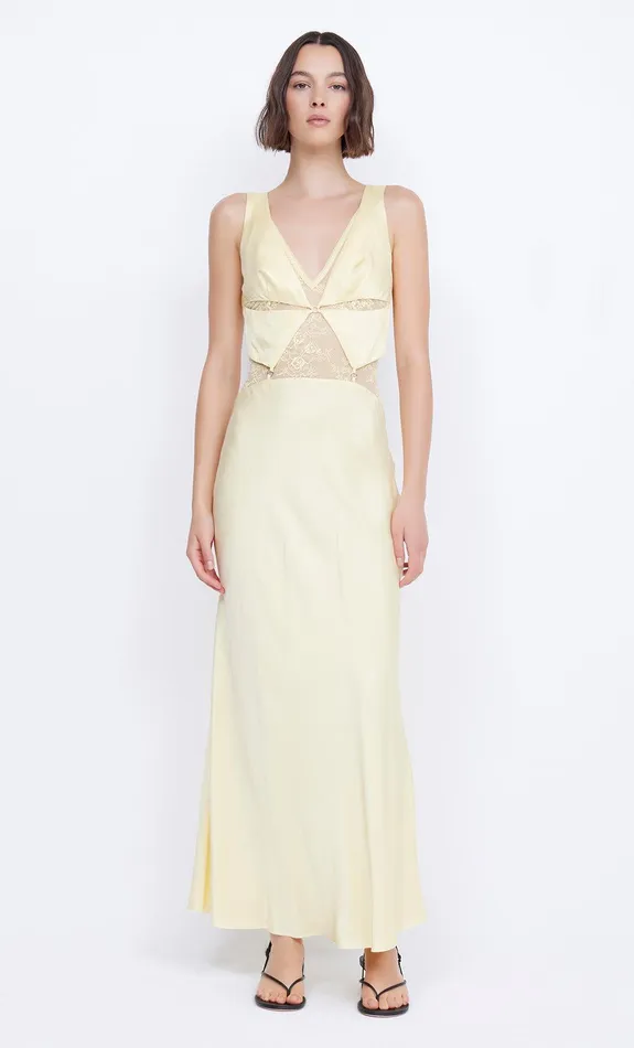 Bec Bridge Dresses JULIETTE V NECK MAXI DRESS Butter Yellow 8211 Women