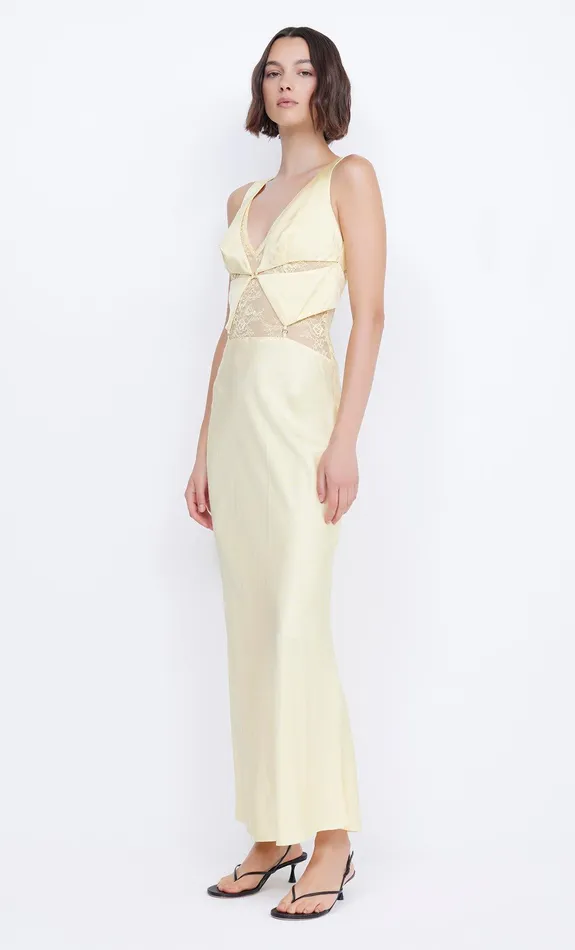 Bec Bridge Dresses JULIETTE V NECK MAXI DRESS Butter Yellow 8211 Women