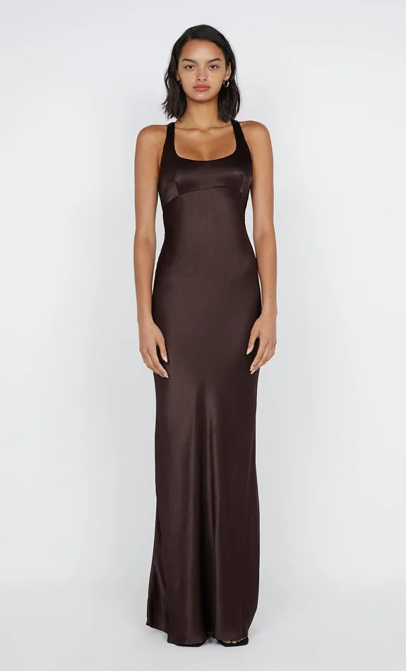 Bec Bridge Event Wear Dresses MAXINA CROSSOVER DRESS Dark Chocolate 8211 Women