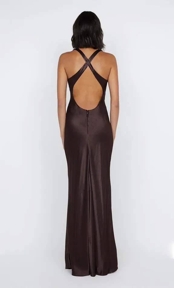 Bec Bridge Event Wear Dresses MAXINA CROSSOVER DRESS Dark Chocolate 8211 Women