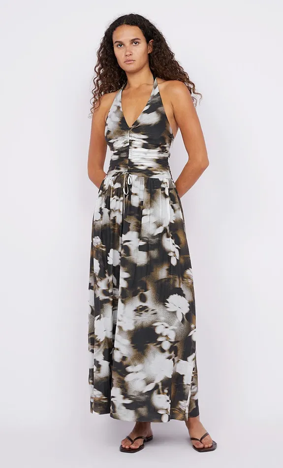 Bec Bridge Maxi Dresses SOLENE HALTER DRESS Dark Blurred Floral 8211 Women