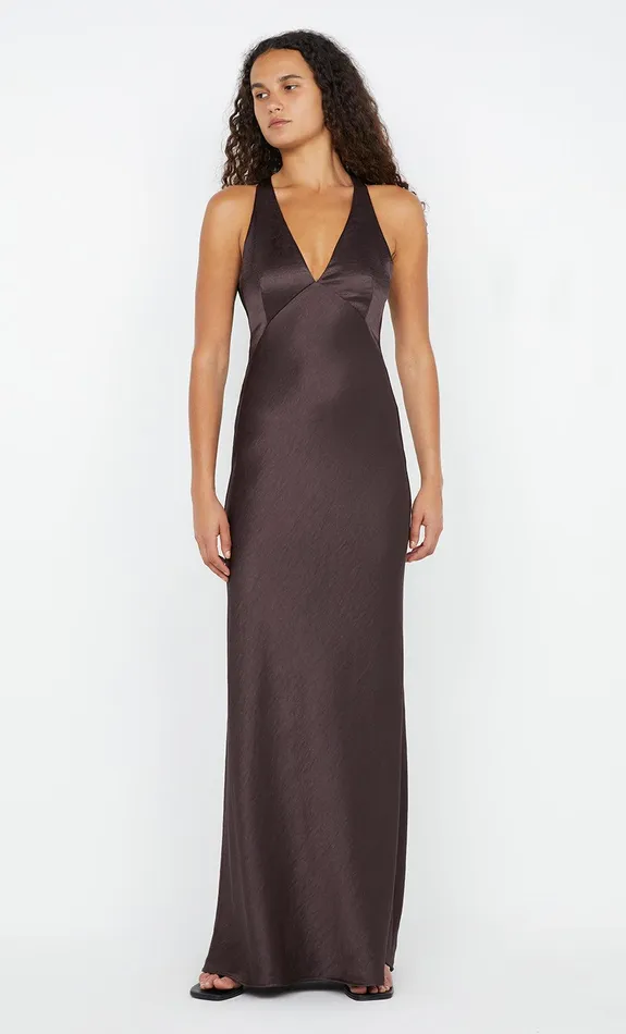 Bec Bridge Prom Dresses THE DREAMER V NECK DRESS Dark Chocolate 8211 Women