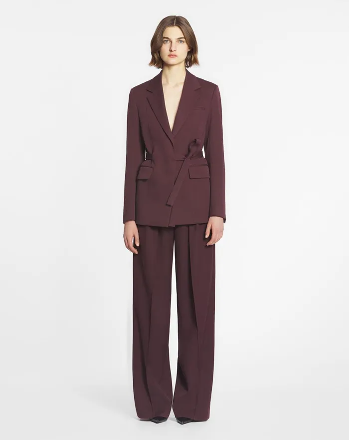 Belted Jacket Burgundy Women Lanvin Coats and Jackets Belted Jacket Burgundy Women Lanvin Coats and Jackets