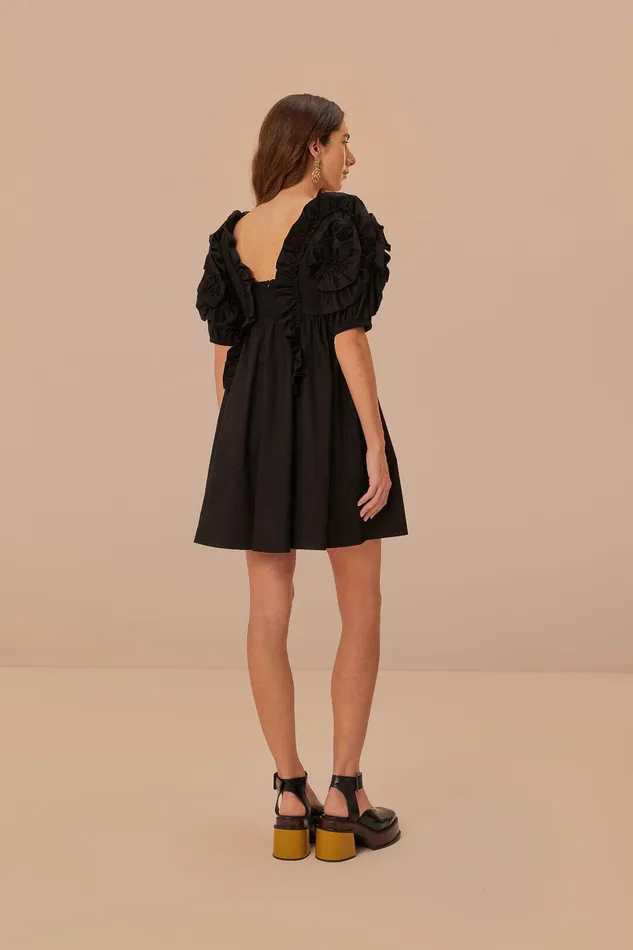 Black Ruffle Short Sleeve Mini Dress Women Farm Rio Mini Dresses
