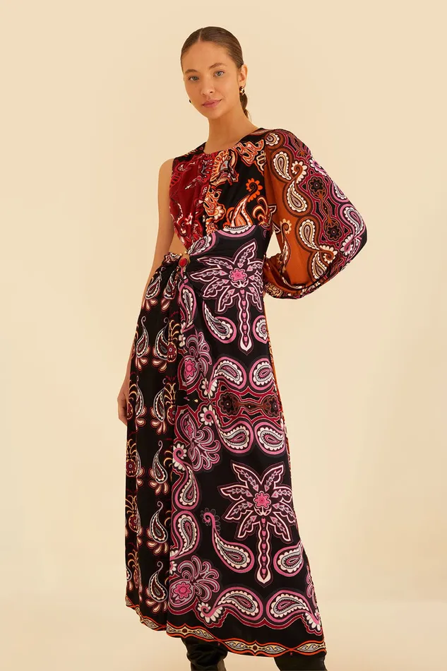 Black Sweet Mermaids One Shoulder Maxi Dress Women Farm Rio Maxi Dresses