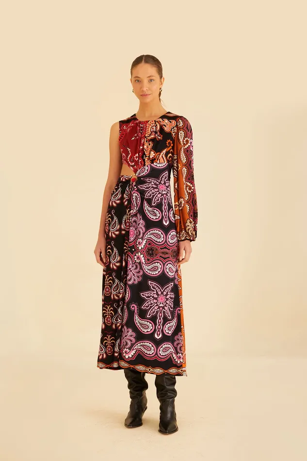 Black Sweet Mermaids One Shoulder Maxi Dress Women Farm Rio Maxi Dresses