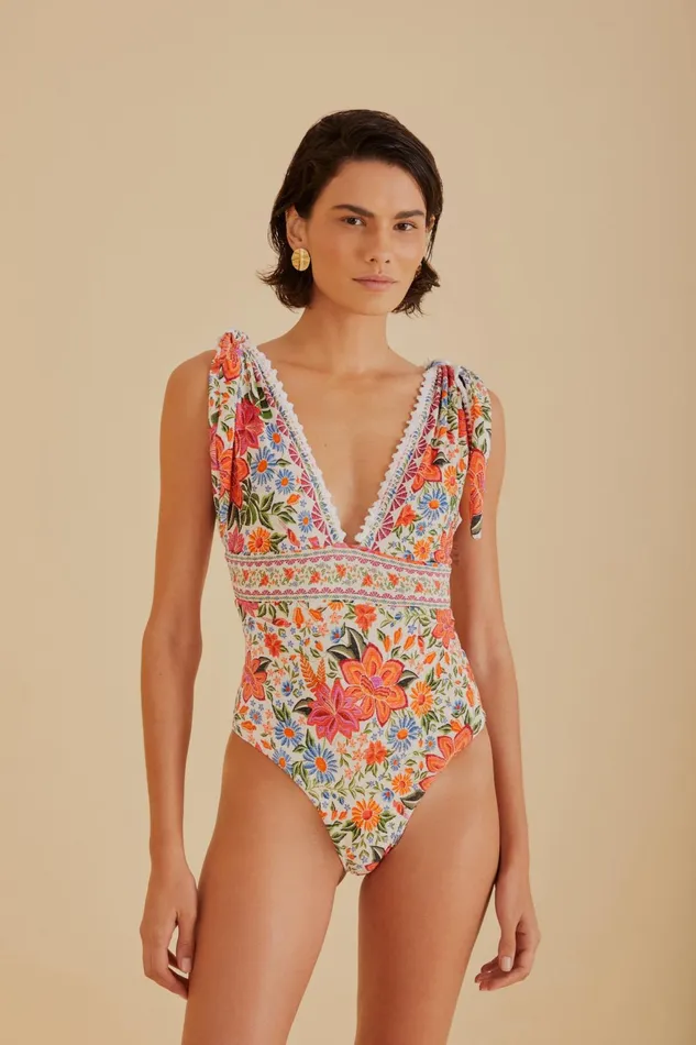 Bloom Garden One Piece Swimsuit Women Farm Rio OnePiece Swimsuits