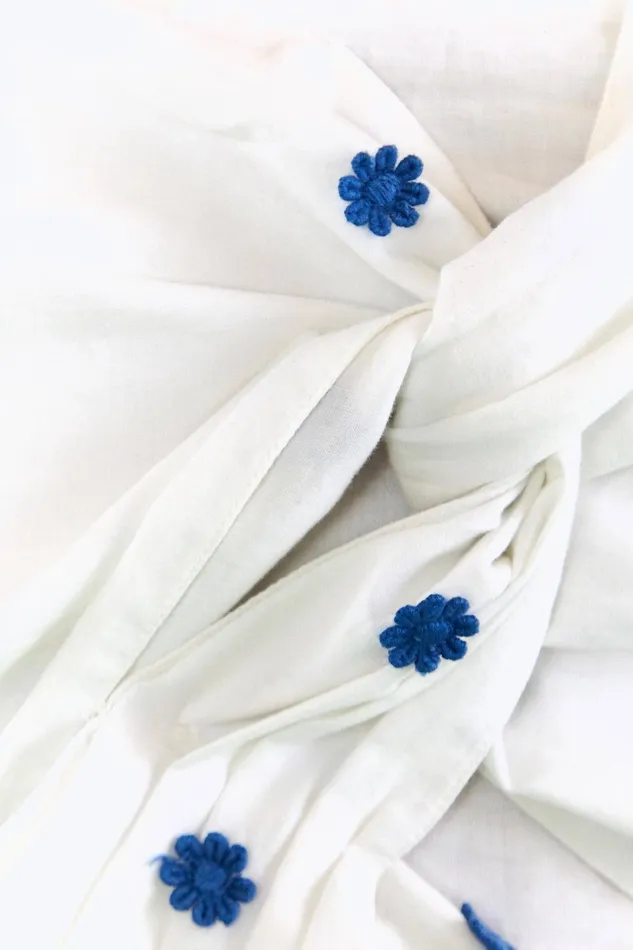 Blue Flowers Long Sleeve Crop Top Women Farm Rio Crop Tops