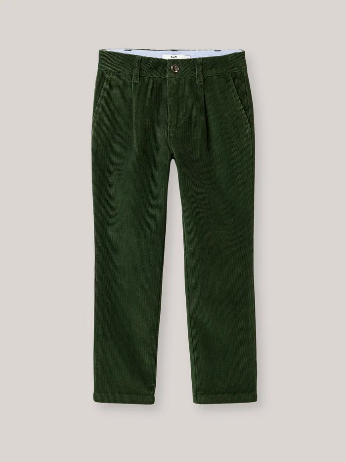 Boys Cyrillus Clothing Corduroy Chino Trousers Vert Chasse