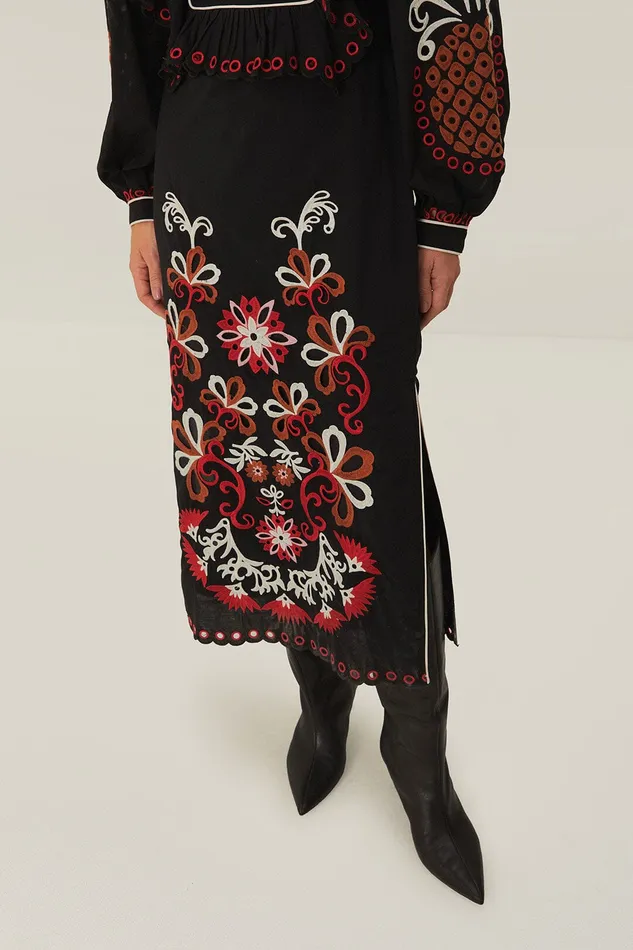 Cashew Mandala Richilieu Long Sleeve Maxi Dress Women Farm Rio Maxi Dresses