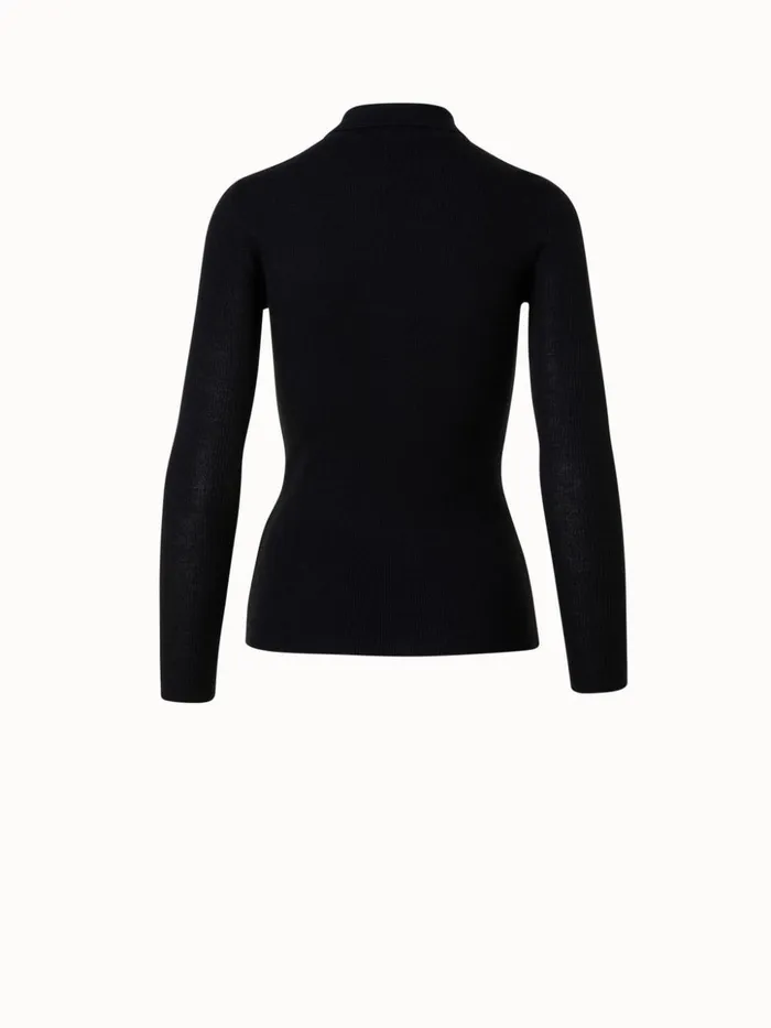 Cashmere Silk Rib Knit Pullover Black Women Akris Cashmere