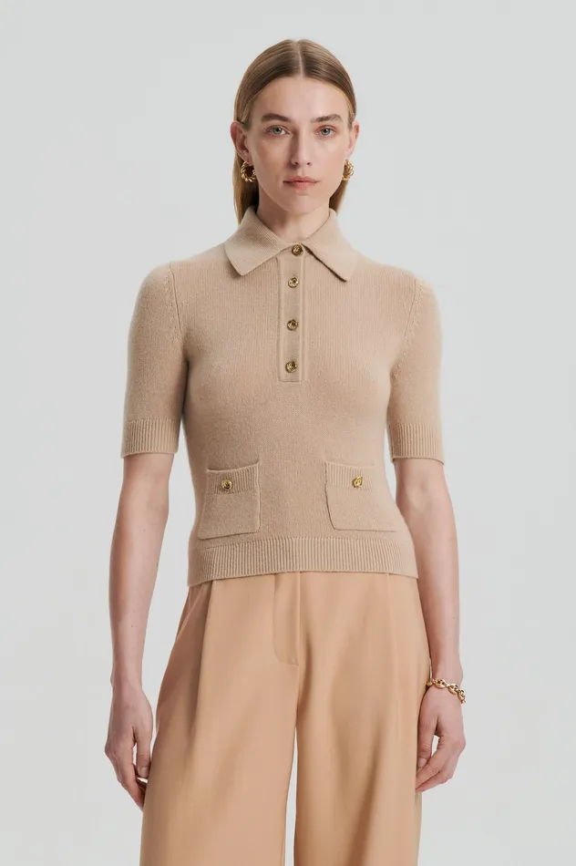 CASHMERE SLIM FIT SHIRT OAT Women Sweaters Scanlan Theodore CASHMERE SLIM FIT SHIRT OAT Women Sweaters Scanlan Theodore