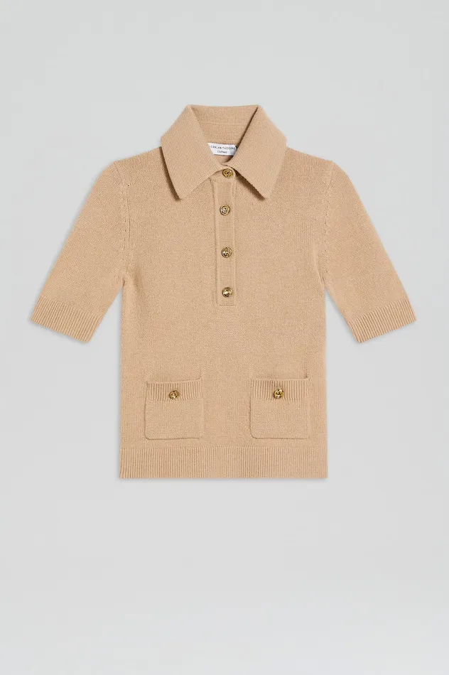 CASHMERE SLIM FIT SHIRT OAT Women Sweaters Scanlan Theodore CASHMERE SLIM FIT SHIRT OAT Women Sweaters Scanlan Theodore