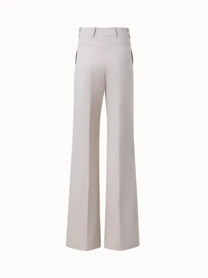 Cotton Gabardine Wide Straight Leg Pants Greige Women Akris Pants