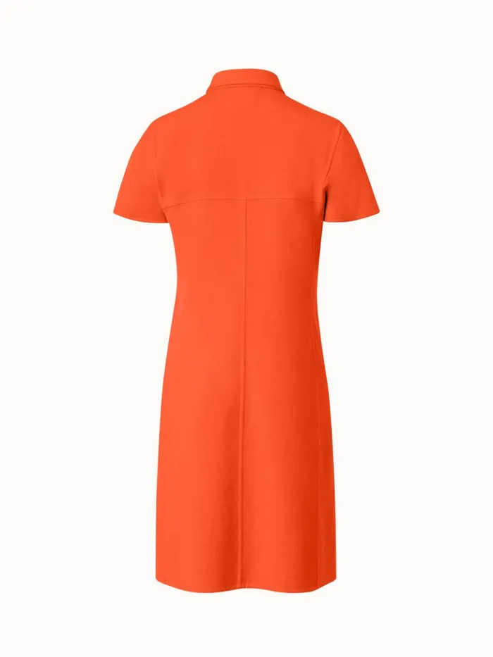 Cotton Silk Stretch DoubleFace Shirt Dress Coral Women Akris Dresses
