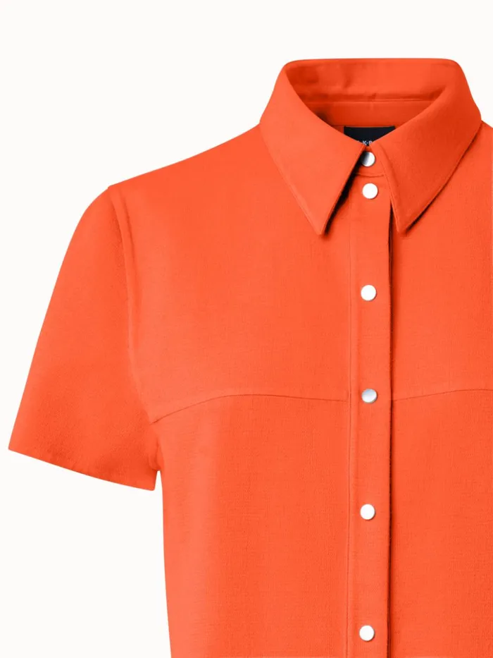 Cotton Silk Stretch DoubleFace Shirt Dress Coral Women Akris Dresses