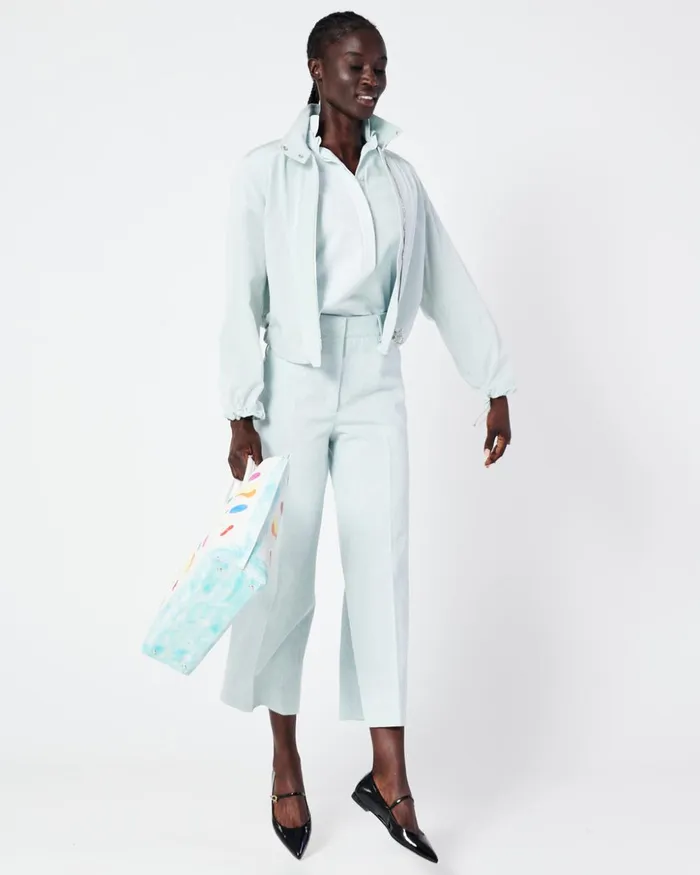 Cotton Taffeta Blouson Bleached Denim Women Akris Jackets