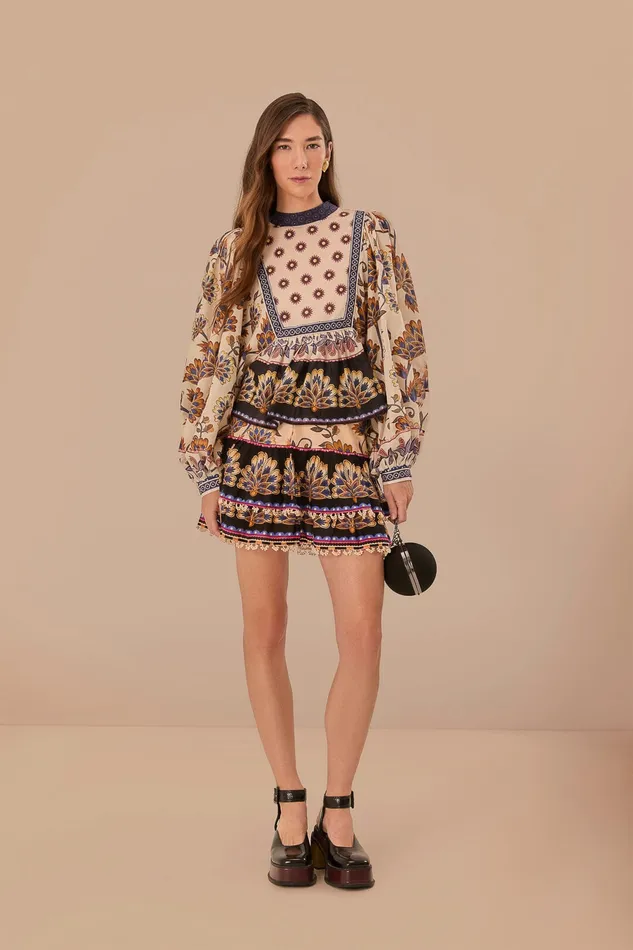 Cream Ainika Maxi Floral Mini Skirt Women Farm Rio Skirts